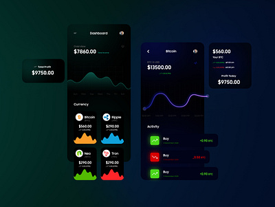 Crypto Currency Dark UI Concept appdesigner concept creative creative design crypto cryptocurrency design dubai designer illustration product design profitloss typography ui uiux uiuxdesign uiuxdesigner