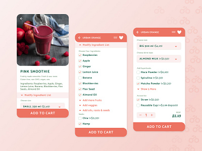 Smoofi App Concept app cart checkbox checkout delivery app design figma juice juice bar smoothie ui ux