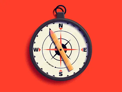 Art Direction art art direction camping compass design halftone hiking nature pencil red