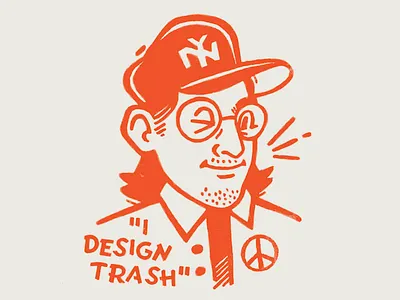 I DESIGN TRASH character design flat illustraion logo orange screen print self branding self portrait sketch trash vintage