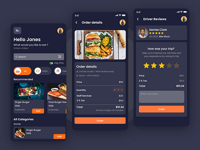 Food Delivery App (Dark Theme) app app design app ui app ui ux application design appui design appuiux dark mode dark ui design food app food delivery app food delivery application food ui ui