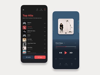 Music Player app blur branding bule dark list music player ui uiux