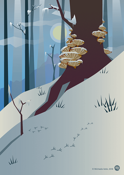 (Hibernating) Bears in a Wintery Forest bear biodiversity ecology fungi icy illustration nature sunshine vector winter