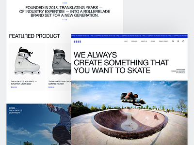 Them Skate — Aggressive Skate Website 🛼 aggressive skate branding clean e-commerce ecommerce landing page market rollerblade rollerblading shop shopify simple skate skateboard sport ui ux website