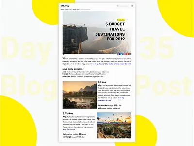 DailyUI - 035 - Blog Post travel blog travel website