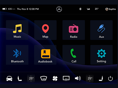 DailyUI - 034 - Car Interface car dashboard daily 100 challenge dark theme ui icon set