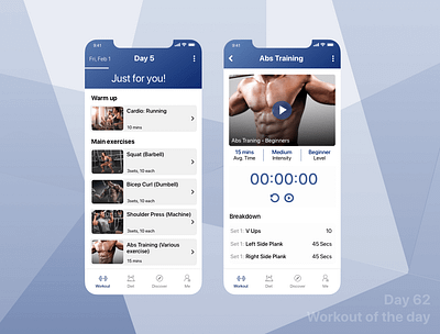 DailyUI - 062 - Workout of the day fitness app gym app