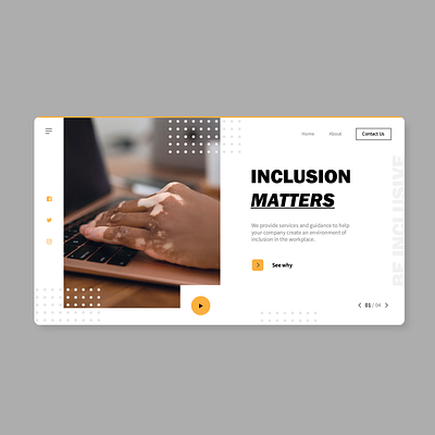 Inclusion Matters clean company concept design home homepage inclusion interface landing page minimal modern product simple ui uiux ux web web design website yellow