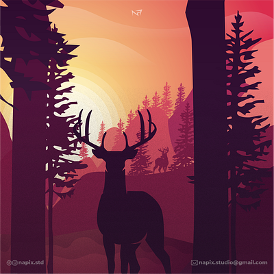 deer art branding design flat graphic design icon illustration illustrator logo minimal