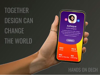 ALL HANDS app dribbble dribbble best shot hands minimal profile profile card rebound shots ui ux web weeklywarmup