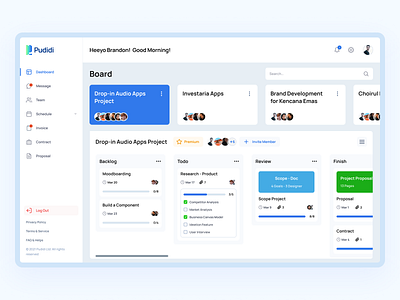 Pudidi - Project Management Dashboard check dashboard kanban kanban board management management app management tool project management saas saas app saas design task management team