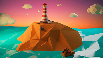 Atardecer Low Poly 3d design illustration lowpoly3d lowpolyart modelado3d