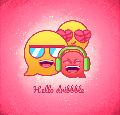 hello dribble hellodribbble illustration laugh pink smile vector