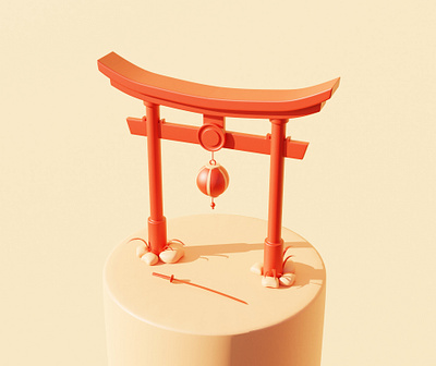 3D Japanese Arch 3d art 3d artist 3d illustration 3d render art blender blender 3d design illustraion japan warm colors