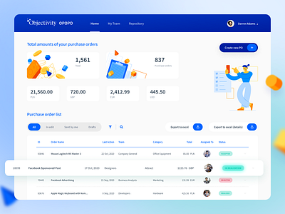 Purchase Order App app dashboad money purchases ui ui design