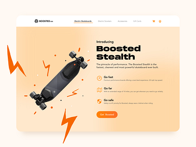 Boosted Boards Concept boosted boards design electric skateboard skateboard skateboarding ui ui design upsell web design website concept