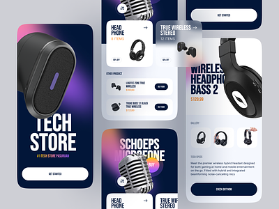 Kuping - Audio Store Mobile App app design audio clean dark mode ear ecommerce headfree headset mobile mobile app mobile design modern online store shop store tws