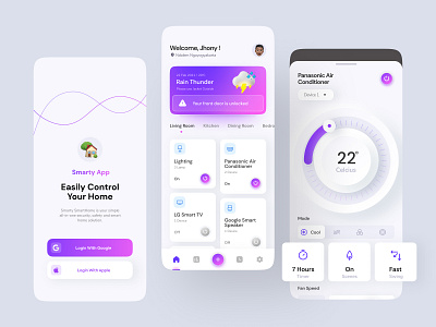 Smarthome App air conditioner app design gradient home minimal smartapp smarthome ui ux