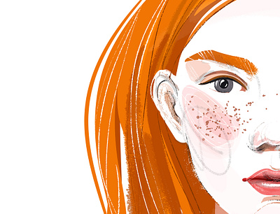 Red-haired girl and sterlitzia. Details cartoon character cosmetics design fashion female ginger glamour illustration