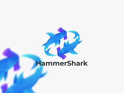 Hammer Shark app branding design design grafis hammer shark icon illustration logo shark typography ui ux vector