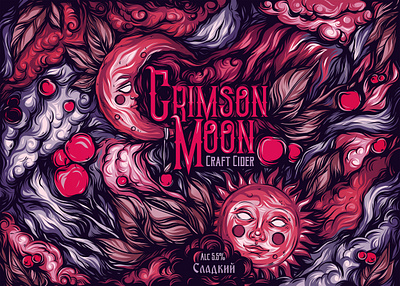 Crimson Moon cider illustration artwork branding design illustration packaging packaging design