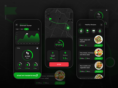 Fitness App @daily ui @design @ui android ios app app fitness app dark theme gym app latest trends 2021 latest trends 2021 mobile app latest ui mobile app latest ui running app track your fitness track your heart beat uiux design