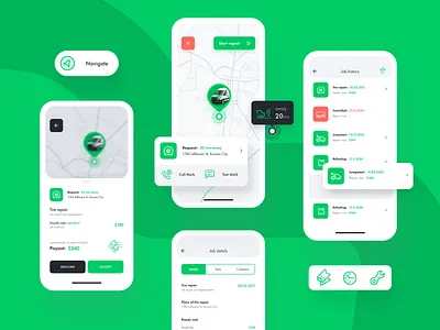 Truckup - iOs application car iphone job maps mobile mobile app navigation repair repairs truck ui ux