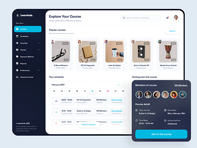 Learnhub - Web App clean course dark dashboard design education educational learn learning platform schedule school study ui uidesign ux uxdesign web web app web design website