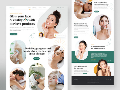 Pixelskin - Beauty care Website beauty beauty website body treatments clinic cosmetic daily ui design design homepage landing page product skincare ui ui design ux website woman