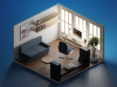 Home Office 3d blender home office illustration low poly lowpoly lowpolyart polygon runnway wfh workfromhome