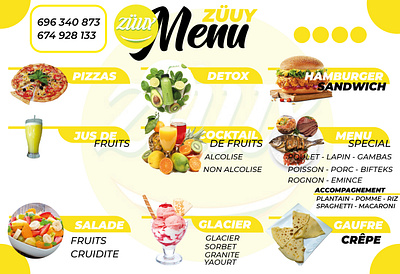 Menu Zuuy branding design flat flyer flyer design social media design vector