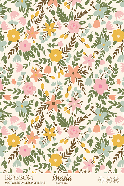 BLOSSOM seamless pattern bloom blossom design floral florish flower nature pattern seamless spring summer vector