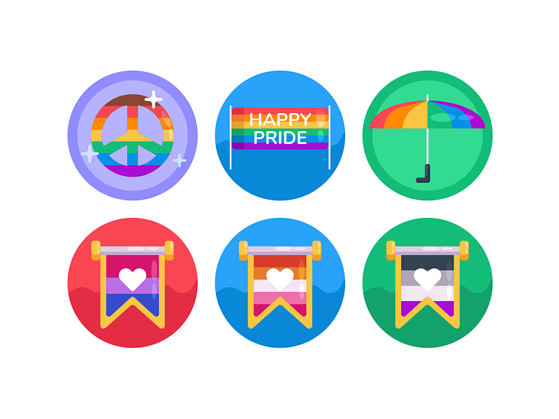 Pride LGBT Icons coloured icons flat icons gay gaypride icon icons icons pack lbgt lgbtq lgbtqia pride month vector vectors