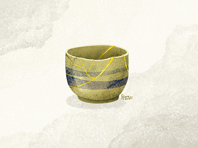 Kintsugi for a bad day drawing gold japanese art kintsugi object texture vase