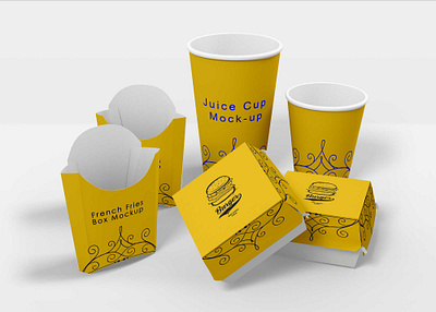 Yellow Fast Food Box Packaging Mockup download mockup mockup mockup psd mockups psd