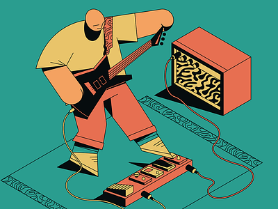 Tuning my guitar band branding character digital music distribution graphic design guitar guitar player illustration inclusive design indie isometric label outline outlines recording spotify streaming texture vector