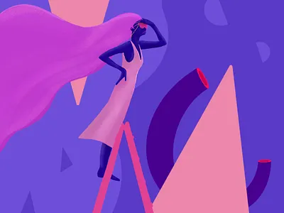 Looking for a joy body dress females flat flat design flatillustration girl illustration long hair pink pink hair pinky sunglasses surreal vector woman woman illustration