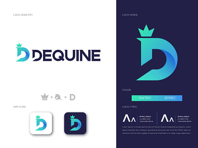 Dequine | Letter D Modern Logo app icon brand design brand identity branding corporate logo creative logo gfxpreceptor horse logo icon king logo letter d letter d logo lettering logo logo concept logodesign logotype modern logo typography wordmark