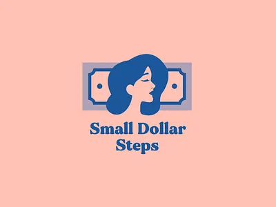 Logo for Personal brand - Small Dollar Steps brand brand identity cash dollar face flat girl girls hair illustration lady logo logotype money money app step steps tips woman woman logo