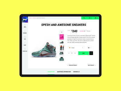 Product page for Spesh website / eCommerce Cyberpunk style basov buy cyberpunk ecommerce ecommerce design glitch glitch effect minimal product product card product design product page responsive design shop sneakers spesh store template ui web