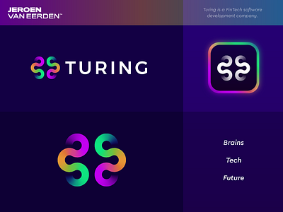 TURING - Logo Design 🧠 activity ai brain brains brand identity design branding creative logo develop finance fintech fund future invest logo logo design money smart software tech turing