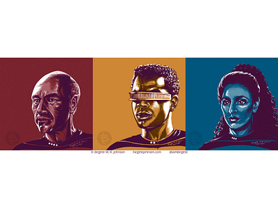 Star Trek: The Next Generation portraits art captain picard deanna troi digital art digital illustration fan art fanart georgdi la forge illustration limited colour palette limited colours patrick stewart portrait star trek star trek art star trek next gen star trek the next generation startrek trekkie