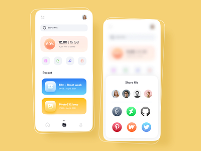 Myspace - File Manager app app design clean file file management file manager file sharing file upload files flat folder gallery minimal mobile modern storage storage app ui