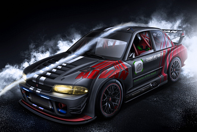 Mitsubishi Evo II Time Attack automotive car design cars evolution jdm mitsubishi photoshop poster racing time attack