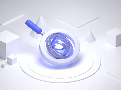 AI Powered Site Search 3d ai algolia blender design illustration minimalist search startup tech