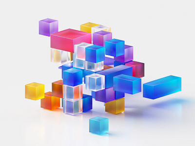 Microsoft 3D cubes looks 3d c4d cgi colors cubes design fluent design futur glass glossy microsoft octane opacity reflection shiny square transparency