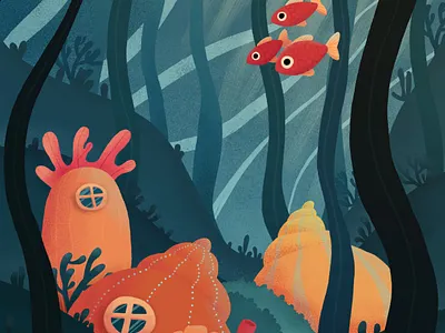 Underwater world coral deepsea digital art illustration ocean sea seashells underwater water