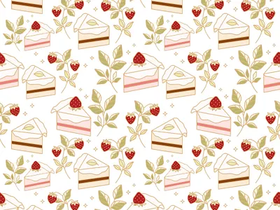 Cake Seamless Pattern cake colorful cookie cute design dessert digital art fabric flat illustration kawaii modern pastry patisserie pattern seamless seamless pattern strawberry textile
