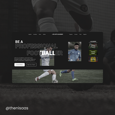 Football Academy Hero Homepage design ui uiinspirations userinterface web webdesign website