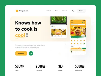 Cooking Tutorial App landing page branding design landing page logo typography ui webdesign 品牌 应用 设计